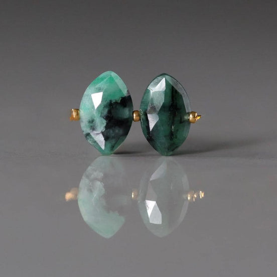 11mm Emerald Marquise Beads - Faceted Briolette Natural Gemstone 2 Pcs
