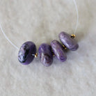 11mm Large AAA Russian Charoite Beads Smooth Rondelle 4 Pcs Natural Gemstone for DIY Jewelry Making Supplies Earrings