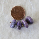 11mm Large AAA Russian Charoite Beads Smooth Rondelle 4 Pcs Natural Gemstone for DIY Jewelry Making Supplies Earrings