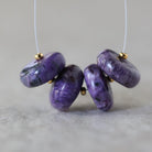 11mm Large AAA Russian Charoite Beads Smooth Rondelle 4 Pcs Natural Gemstone for DIY Jewelry Making Supplies Earrings