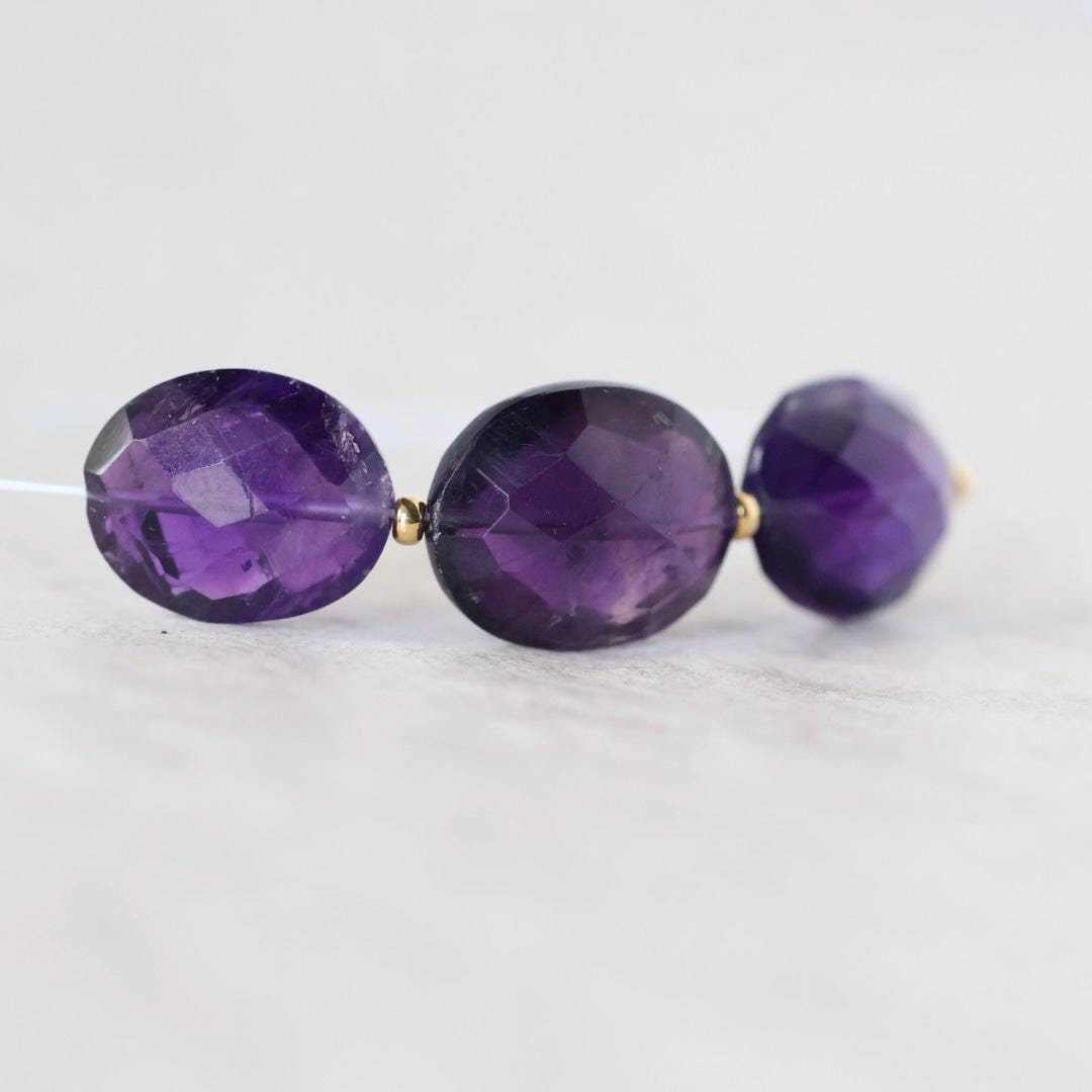 Large Natural African Amethyst Oval Beads Faceted 10-12mm Gemstone for DIY Jewelry Making Supplies