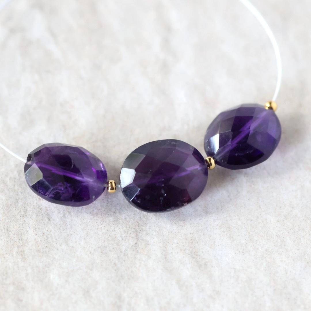 Large Natural African Amethyst Oval Beads Faceted 10-12mm Gemstone for DIY Jewelry Making Supplies