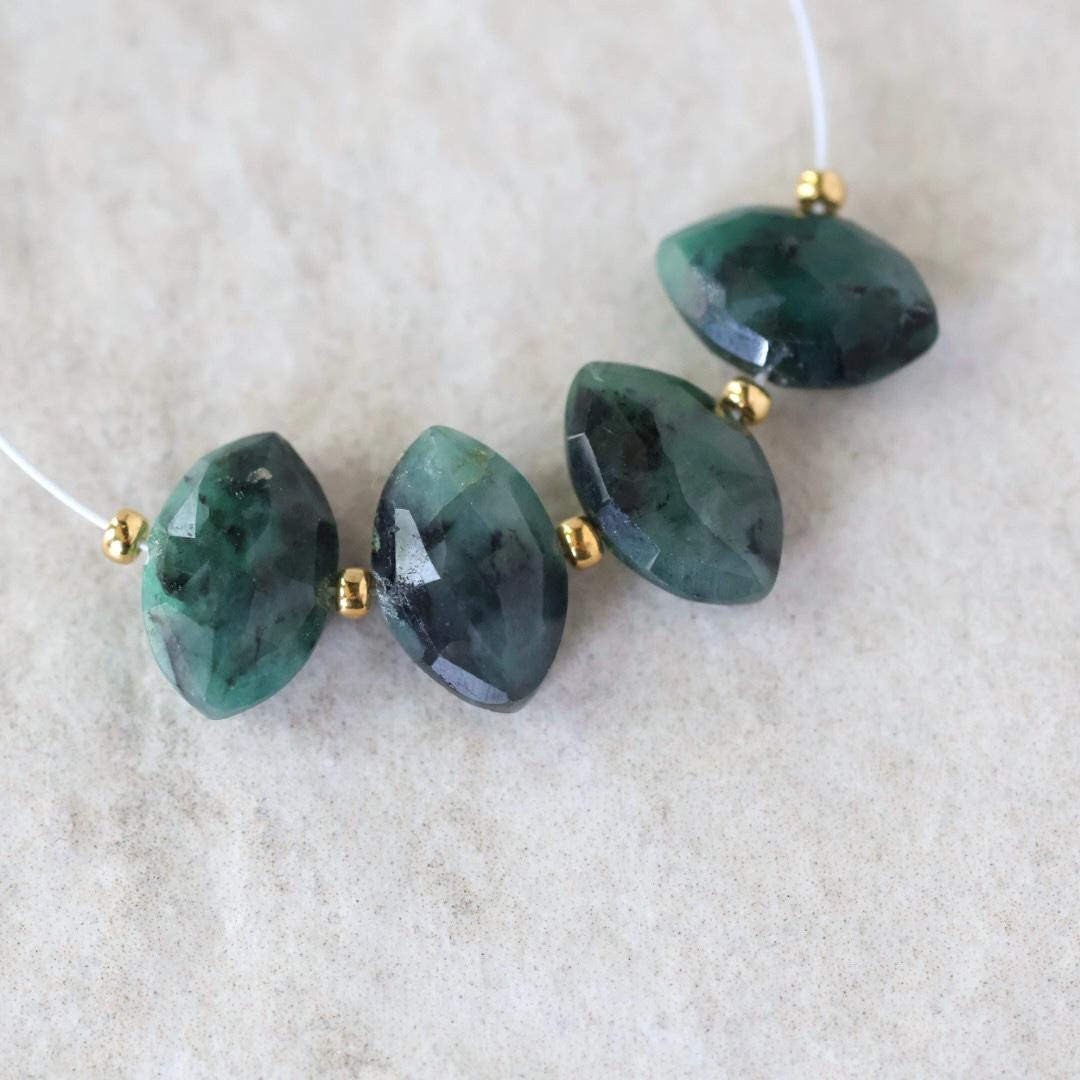 11mm Natural Emerald Marquise Beads Faceted Briolette Stone Gemstone Bead for DIY Jewelry Making