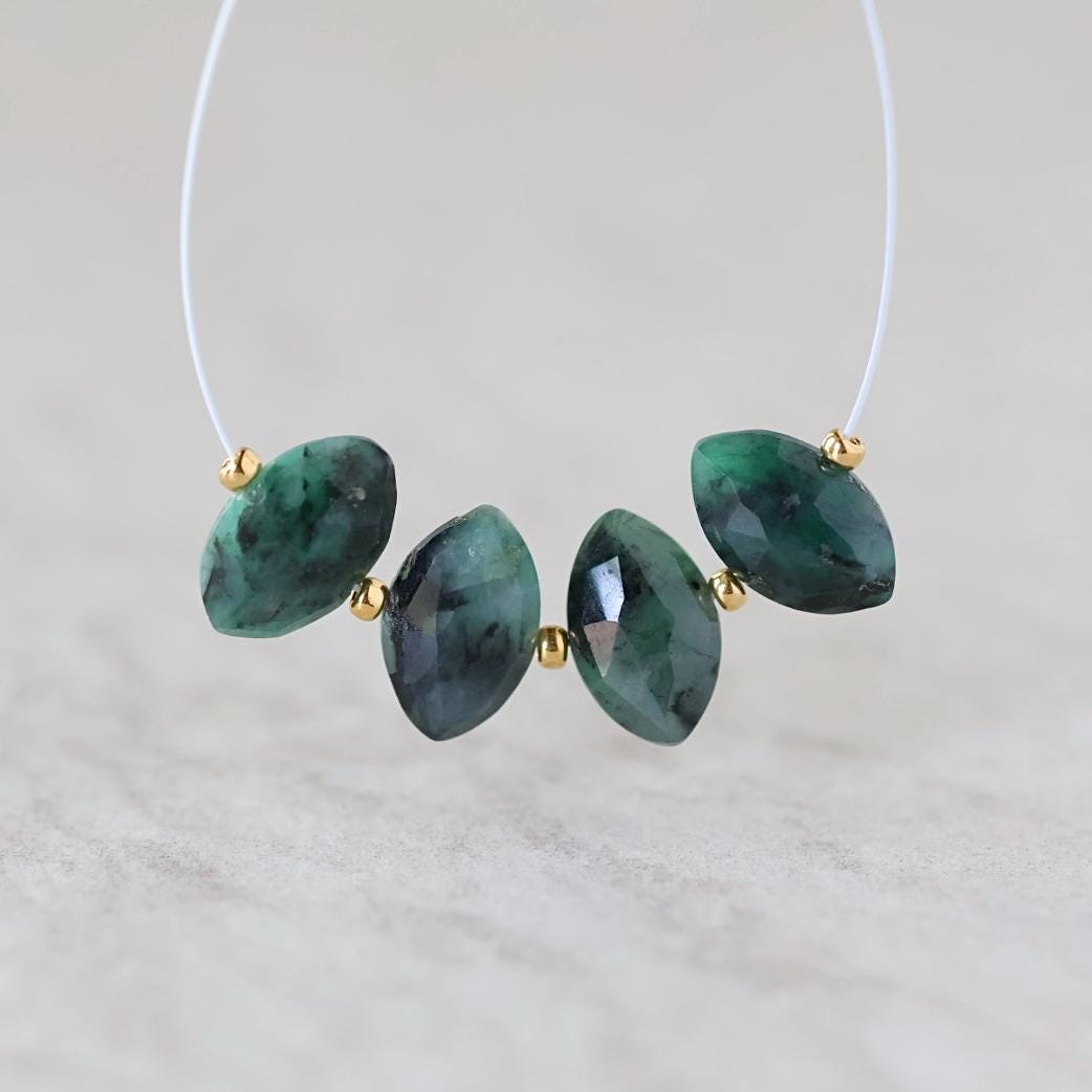 11mm Natural Emerald Marquise Beads Faceted Briolette Stone Gemstone Bead for DIY Jewelry Making