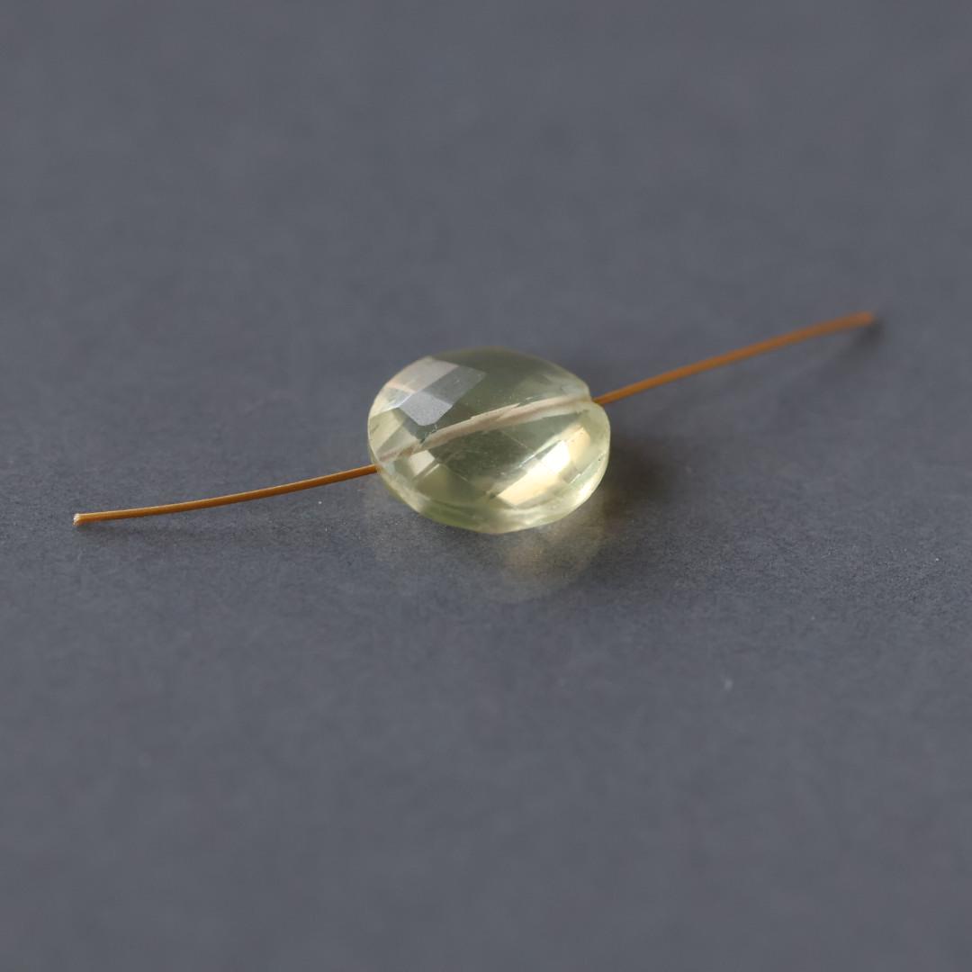 11mm Natural Yellow Topaz Coin Bead – Natural Gemstone - 1 pc