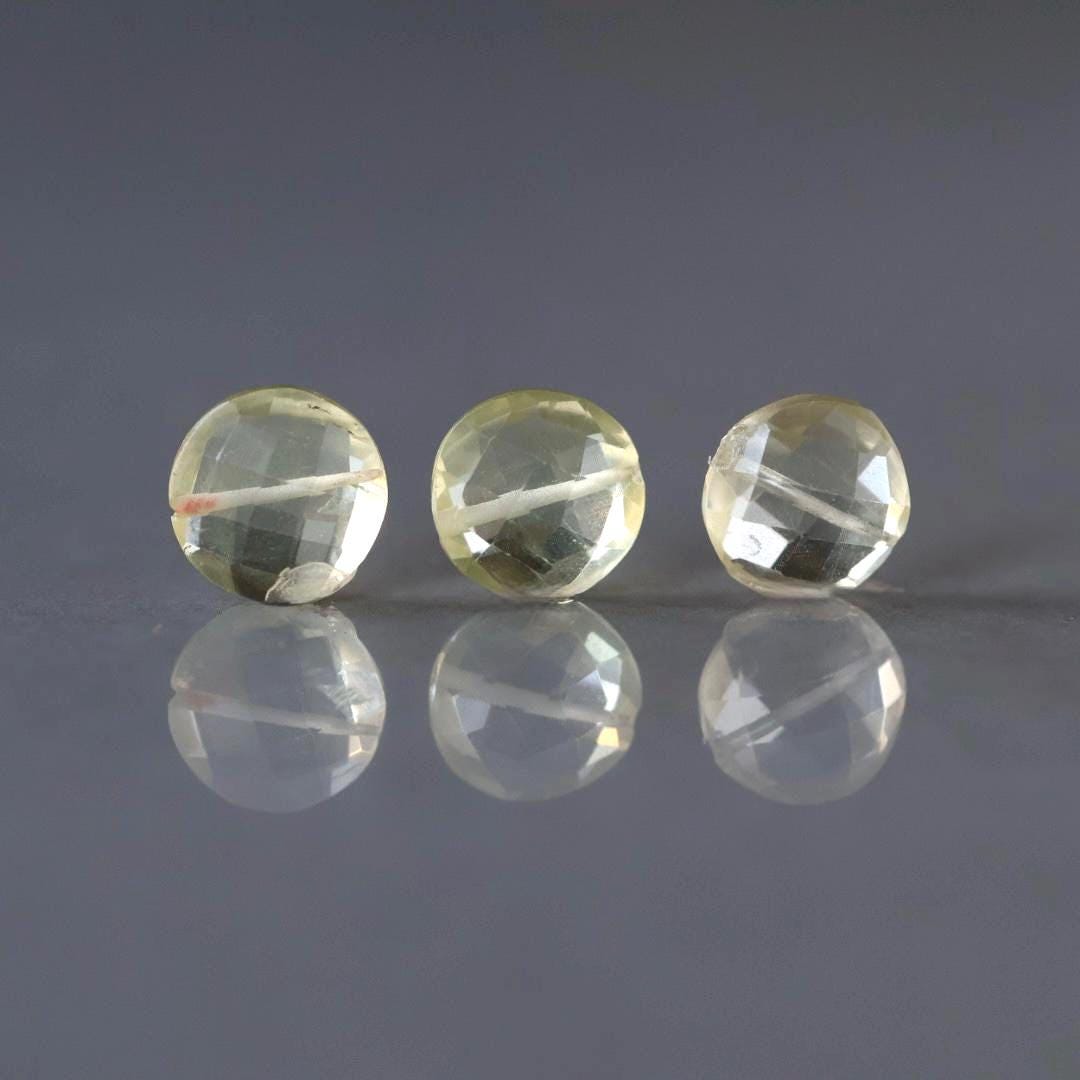 11mm Natural Yellow Topaz Coin Bead – Natural Gemstone - 1 pc