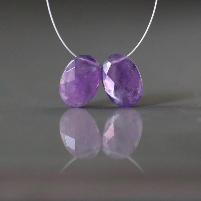 Natural Amethyst Oval Beads Faceted Briolette Beads 8x12mm Gemstone for DIY Jewelry Making Earrings Pendants Necklace February Birthstone
