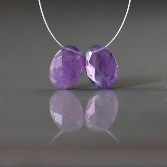 Natural Amethyst Oval Beads Faceted Briolette Beads 8x12mm Gemstone for DIY Jewelry Making Earrings Pendants Necklace February Birthstone