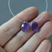 Natural Amethyst Oval Beads Faceted Briolette Beads 8x12mm Gemstone for DIY Jewelry Making Earrings Pendants Necklace February Birthstone