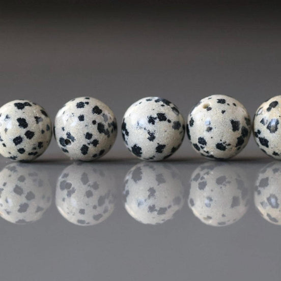 12mm Dalmatian Jasper Beads - Smooth Round Natural Gemstone