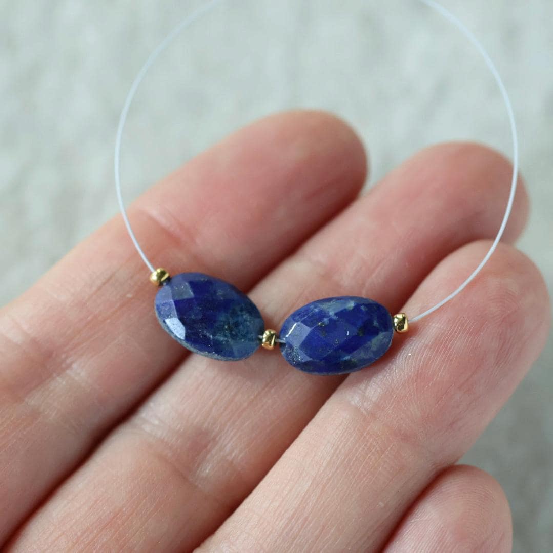 12mm Lapis lazuli Oval Beads Faceted Stones 2 PCs Natural Blue Gemstone for DIY Jewelry Making Supplies