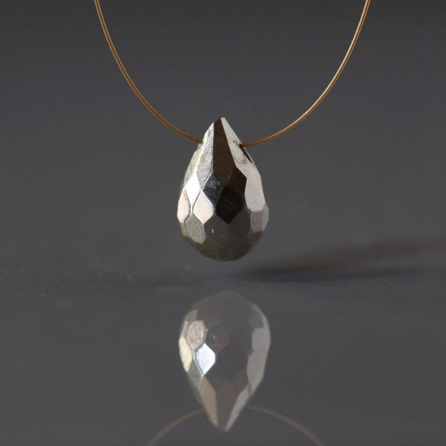 12mm Pyrite Briolette Bead Faceted Teardrop 1 Pcs Gemstone Beads Jewelry Making DIY Necklace Pendant