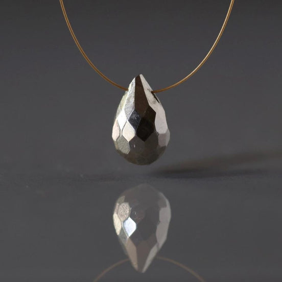 12mm Pyrite Briolette Bead Faceted Teardrop 1 Pcs Gemstone Beads Jewelry Making DIY Necklace Pendant