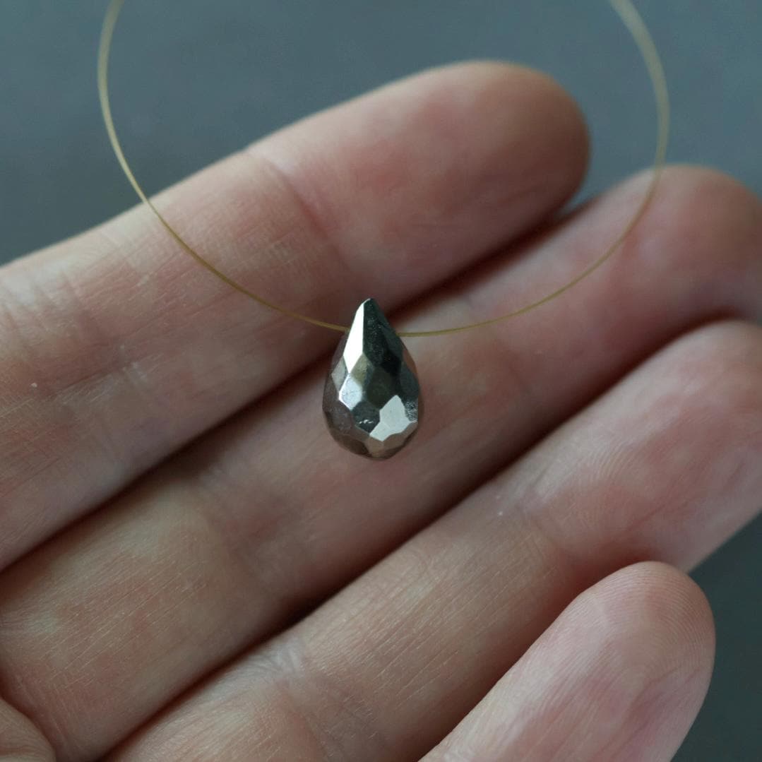 12mm Pyrite Briolette Teardrop Bead – Faceted Natural Gemstone