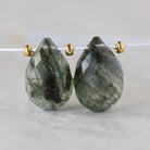 12mm Rare Green Rutilated Quartz Briolette Beads Faceted Teardrops Drops Rutile Natural Gemstone for DIY Jewelry Making