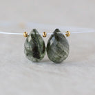 12mm Rare Green Rutilated Quartz Briolette Beads Faceted Teardrops Drops Rutile Natural Gemstone for DIY Jewelry Making