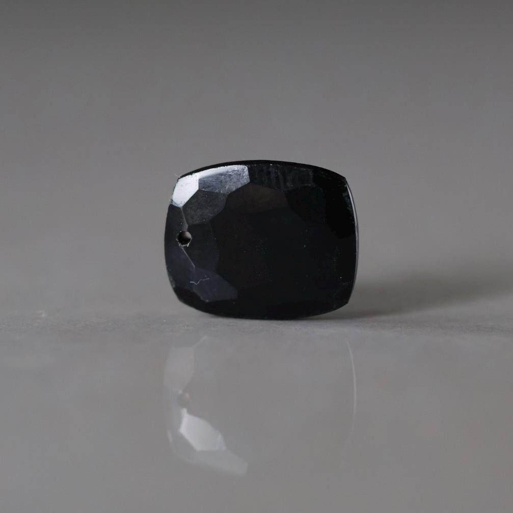 12x15mm Black Onyx Oval Beads – Faceted Top Center Drilled Natural Gemstone
