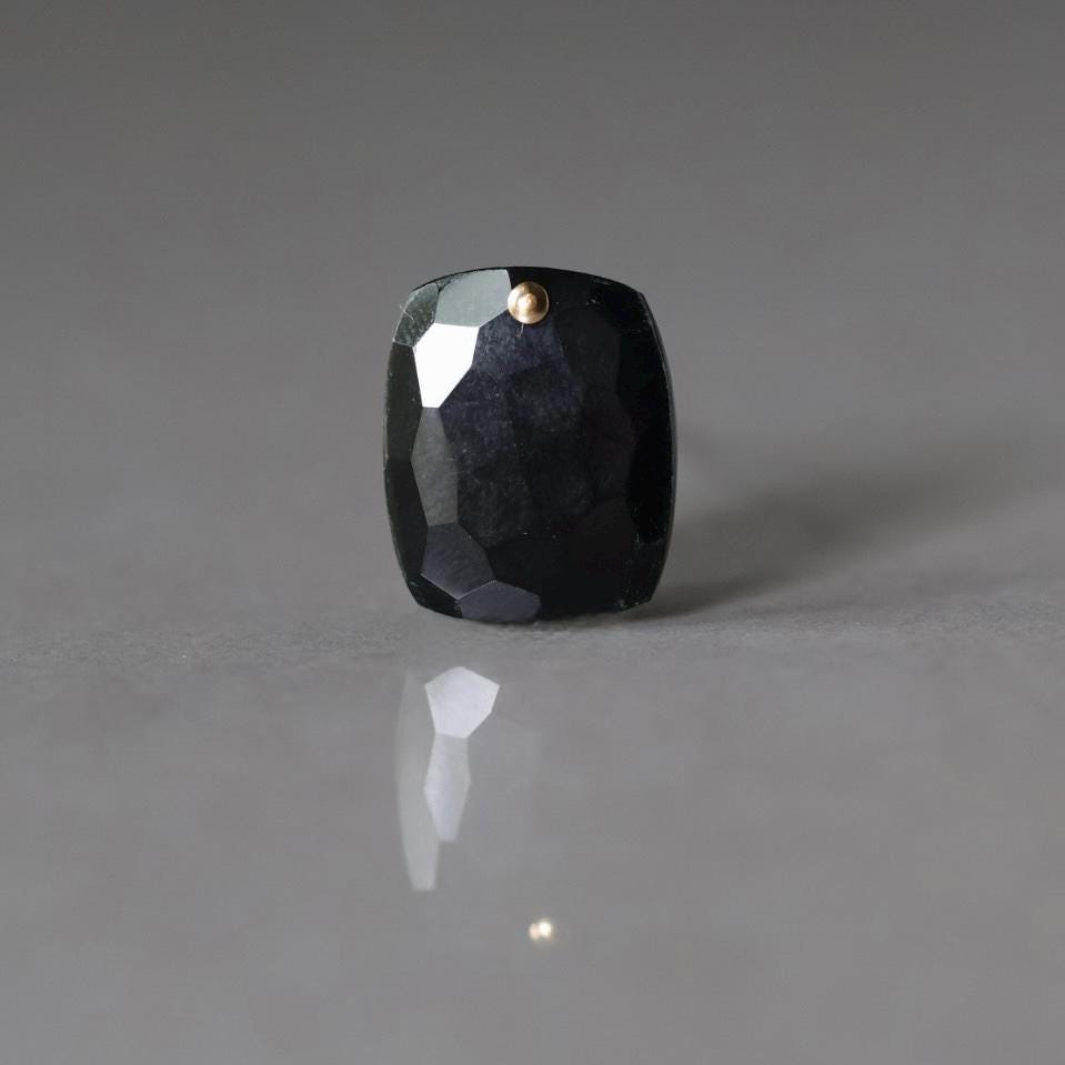 12x15mm Black Onyx Oval Beads – Faceted Top Center Drilled Natural Gemstone