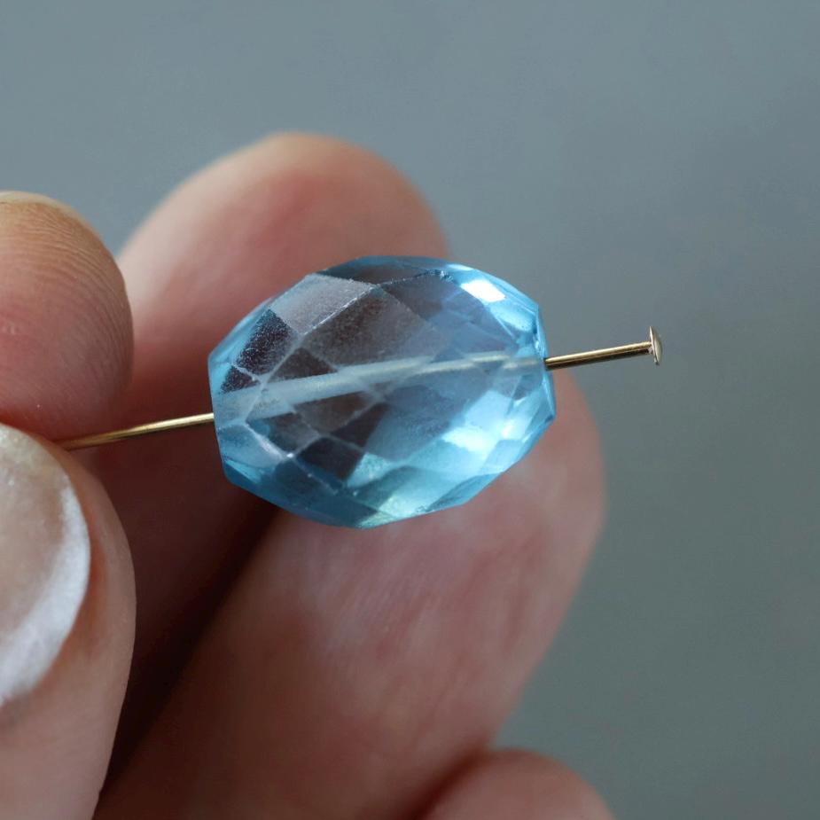 Large Santa Maria Aquamarine Oval Faceted Bead 12mm x 15mm Nugget Stone Chunk Gemstone Bead Jewelry Making Craft Gift Beads March Birthstone
