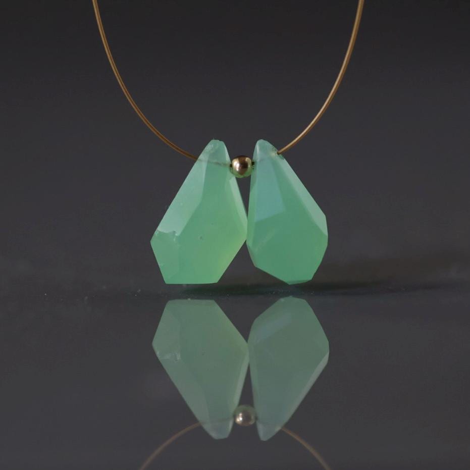 13mm AAA Australian Chrysoprase Briolette Beads Fancy Drops 2 PCs Mint Green Genuine Gemstone for Jewelry Making Beading Craft Gift Beads
