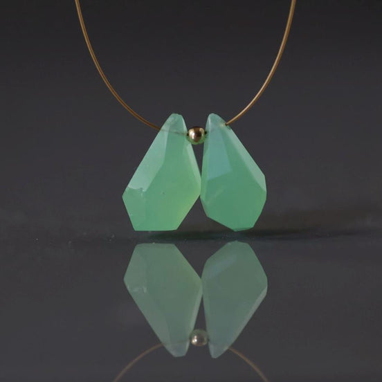 13mm AAA Australian Chrysoprase Briolette Beads Fancy Drops 2 PCs Mint Green Genuine Gemstone for Jewelry Making Beading Craft Gift Beads