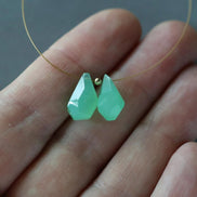13mm AAA Australian Chrysoprase Briolette Beads Fancy Drops 2 PCs Mint Green Genuine Gemstone for Jewelry Making Beading Craft Gift Beads