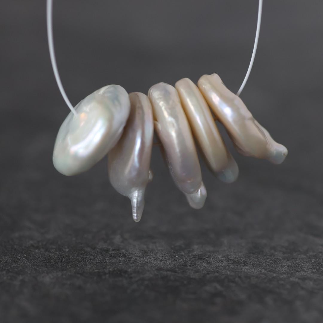 13mm Freshwater Pearl Baroque Coin Beads 5 Beads Natural Gemstone for DIY Jewelry Making