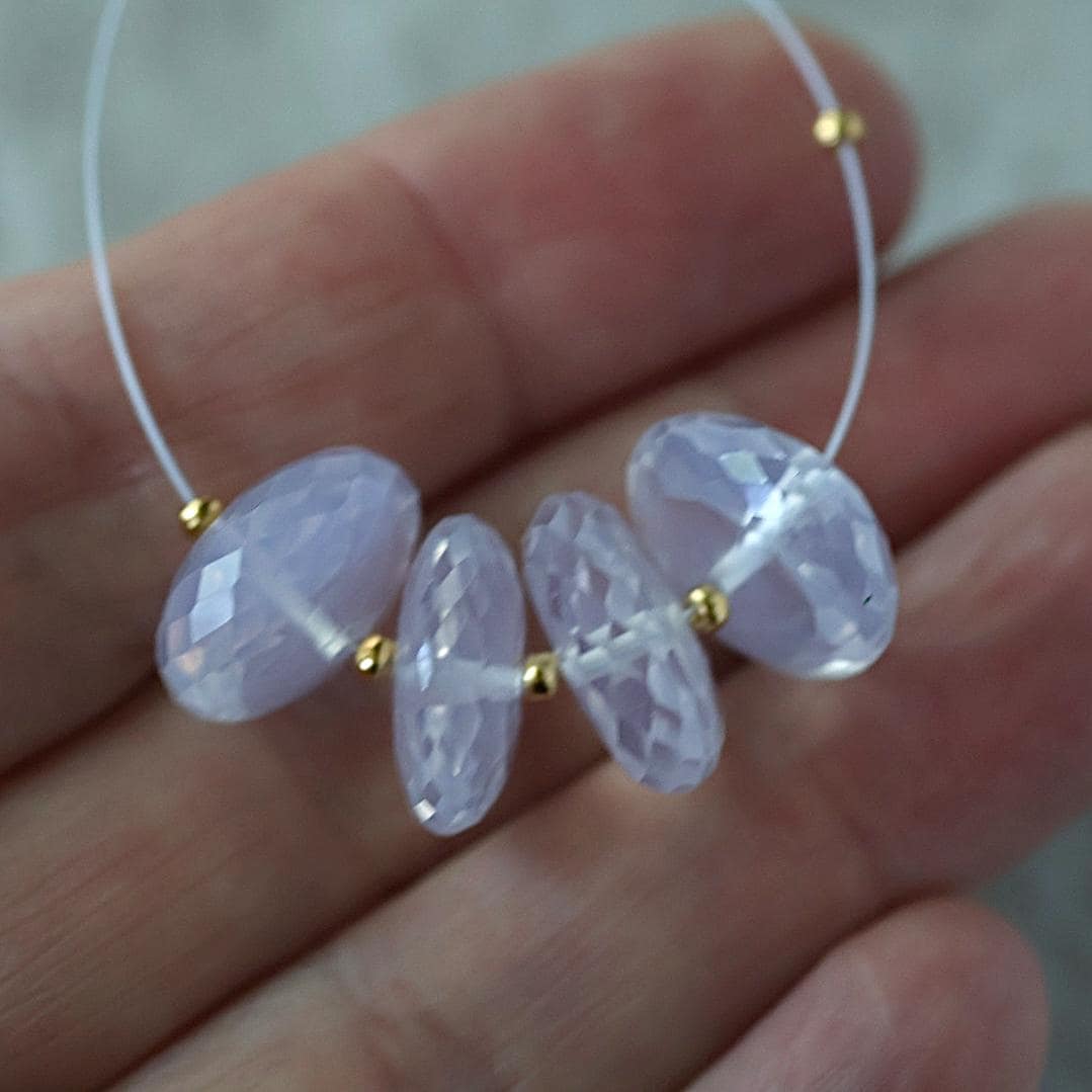 13mm Natural Scapolite Rondelle Beads Faceted 4 Pcs Gemstone Beads Lavender quartz Jewelry Making DIY Necklace November birthstone