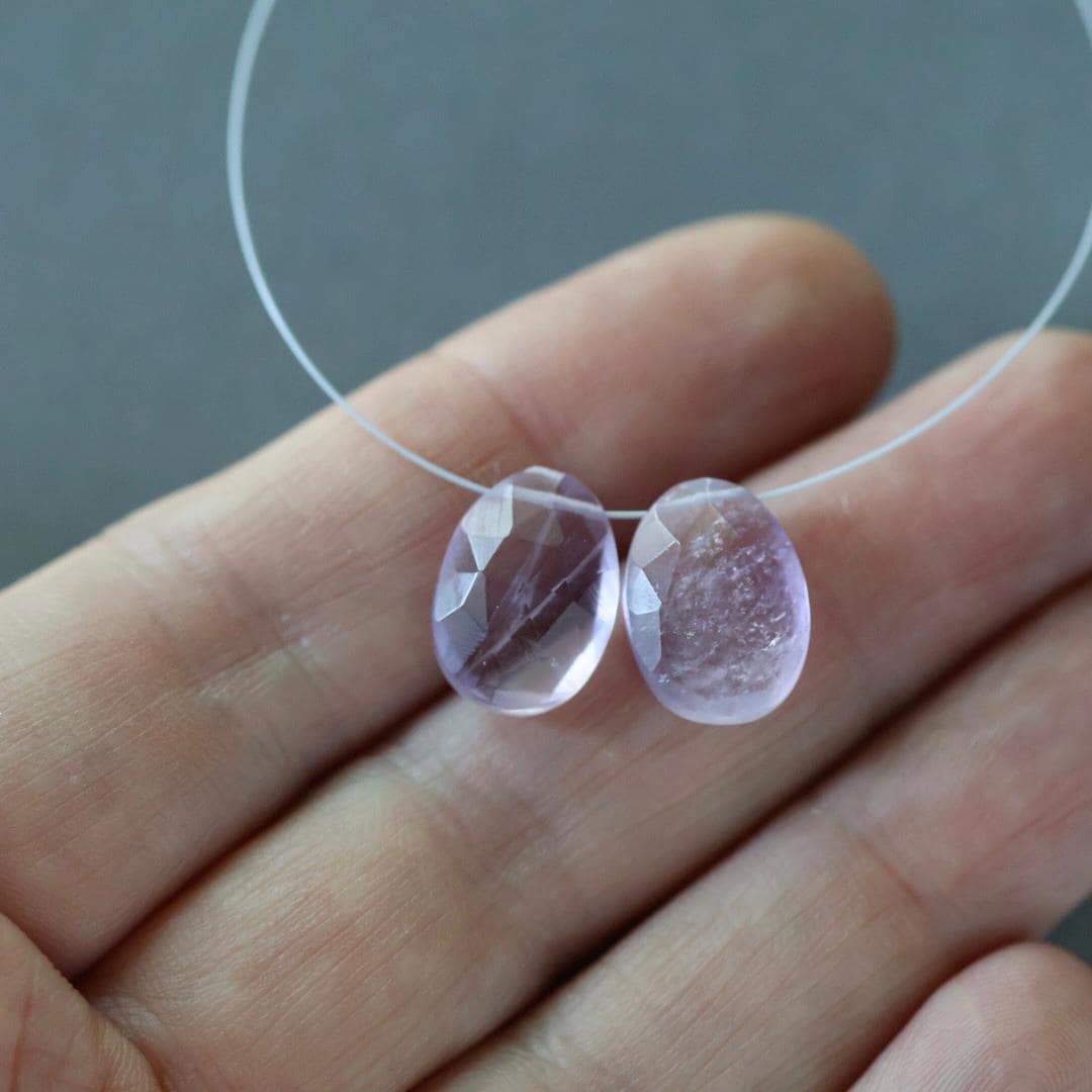 Natural Pink Amethyst Oval Beads Faceted Briolette Beads 10x13mm Gemstone for DIY Jewelry Making Earrings Pendants February Birthstone