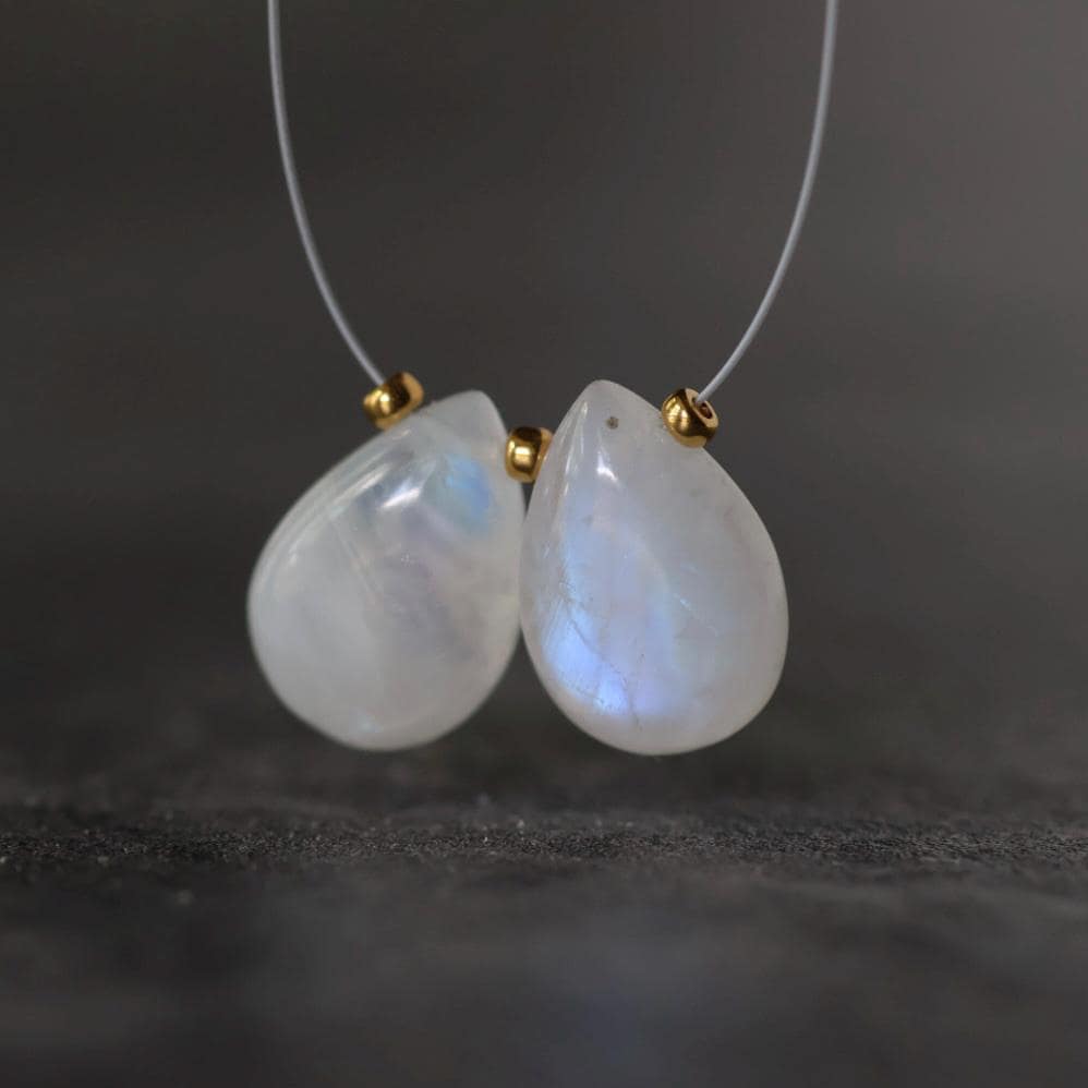 13mm Smooth Rainbow Moonstone Briolette Beads Teardrops Pear Drops for DIY Jewelry Making Earrings Supplies