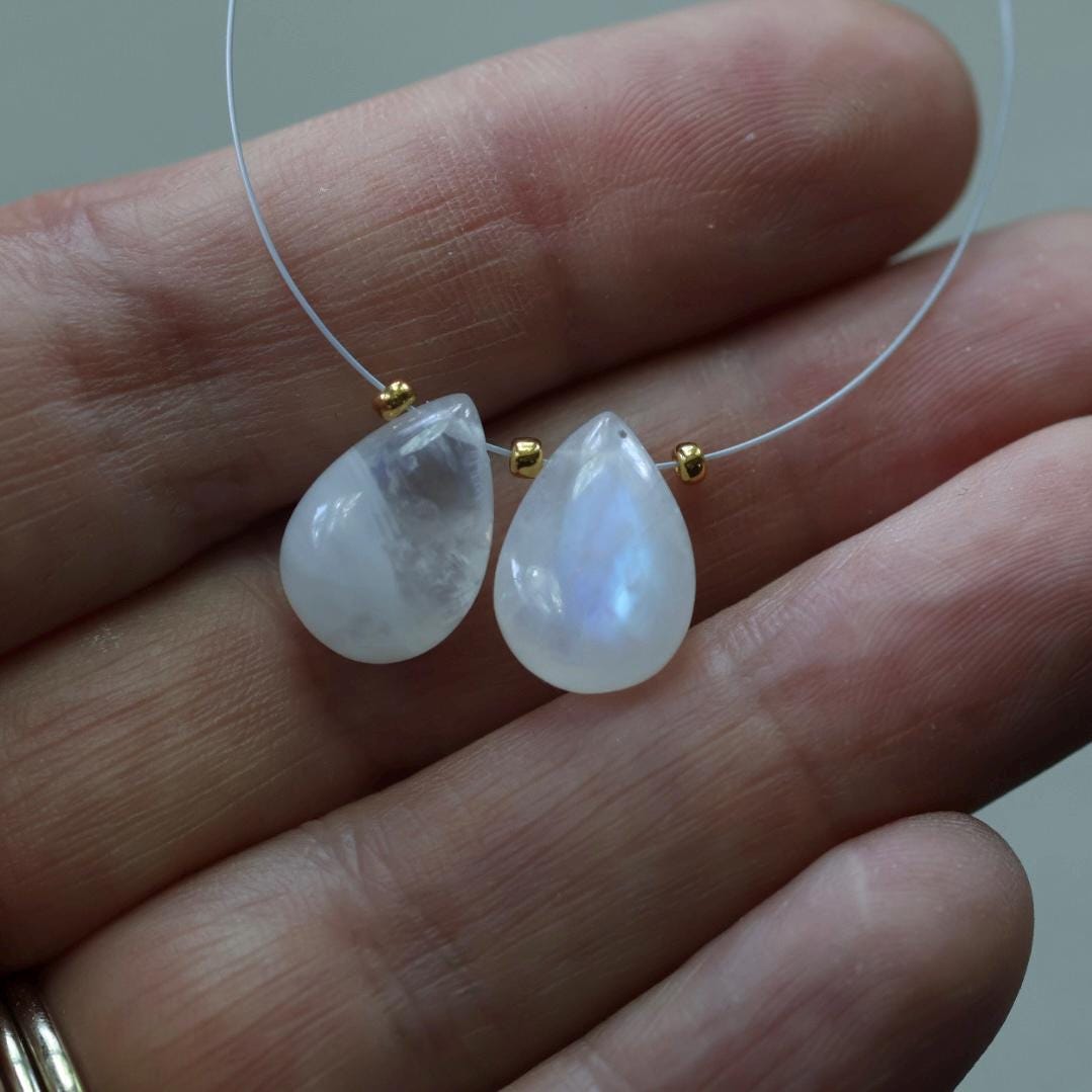 13mm Smooth Rainbow Moonstone Briolette Beads Teardrops Pear Drops for DIY Jewelry Making Earrings Supplies