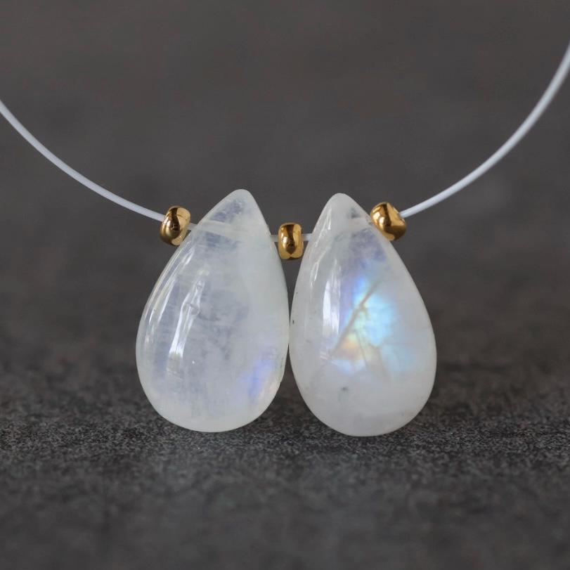 13mm Smooth Rainbow Moonstone Briolette Beads Teardrops Pear Drops for DIY Jewelry Making Earrings Supplies