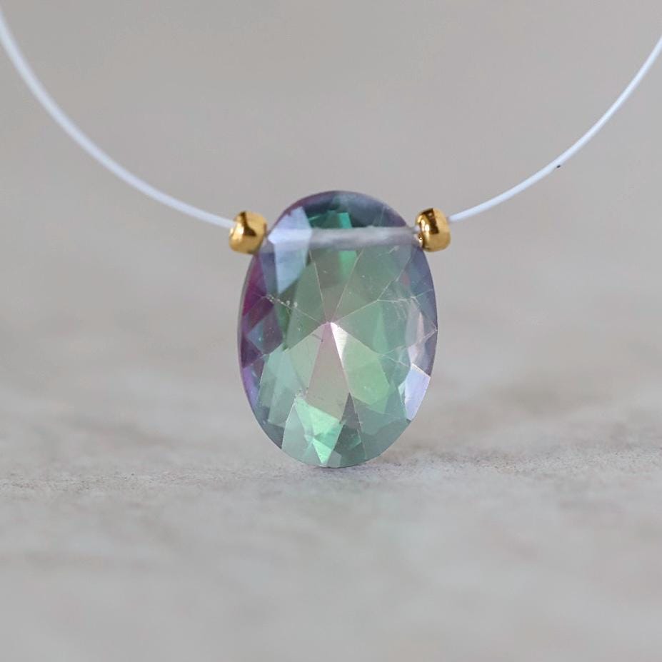 14mm Mystic Topaz Faceted Oval Briolette Bead 1 Pc Natural Gemstone for DIY Jewelry Making