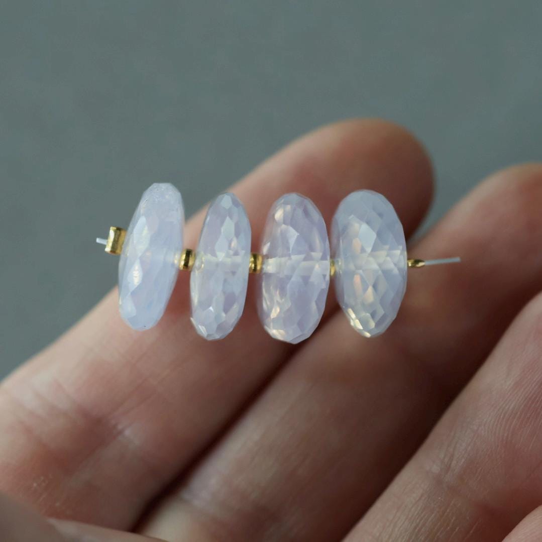 14mm Natural Scapolite Rondelle Beads Faceted 4 Pcs Gemstone Beads Lavender quartz Jewelry Making DIY Necklace November birthstone