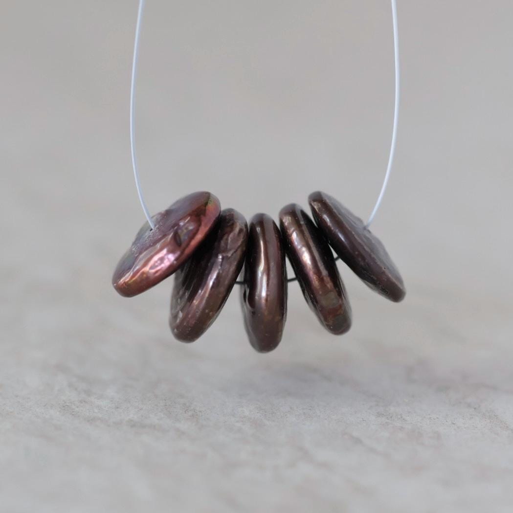 15mm Freshwater Pearl Beads Copper Coin Pearls Baroque 5 Beads Natural Gemstone for DIY Jewelry Making