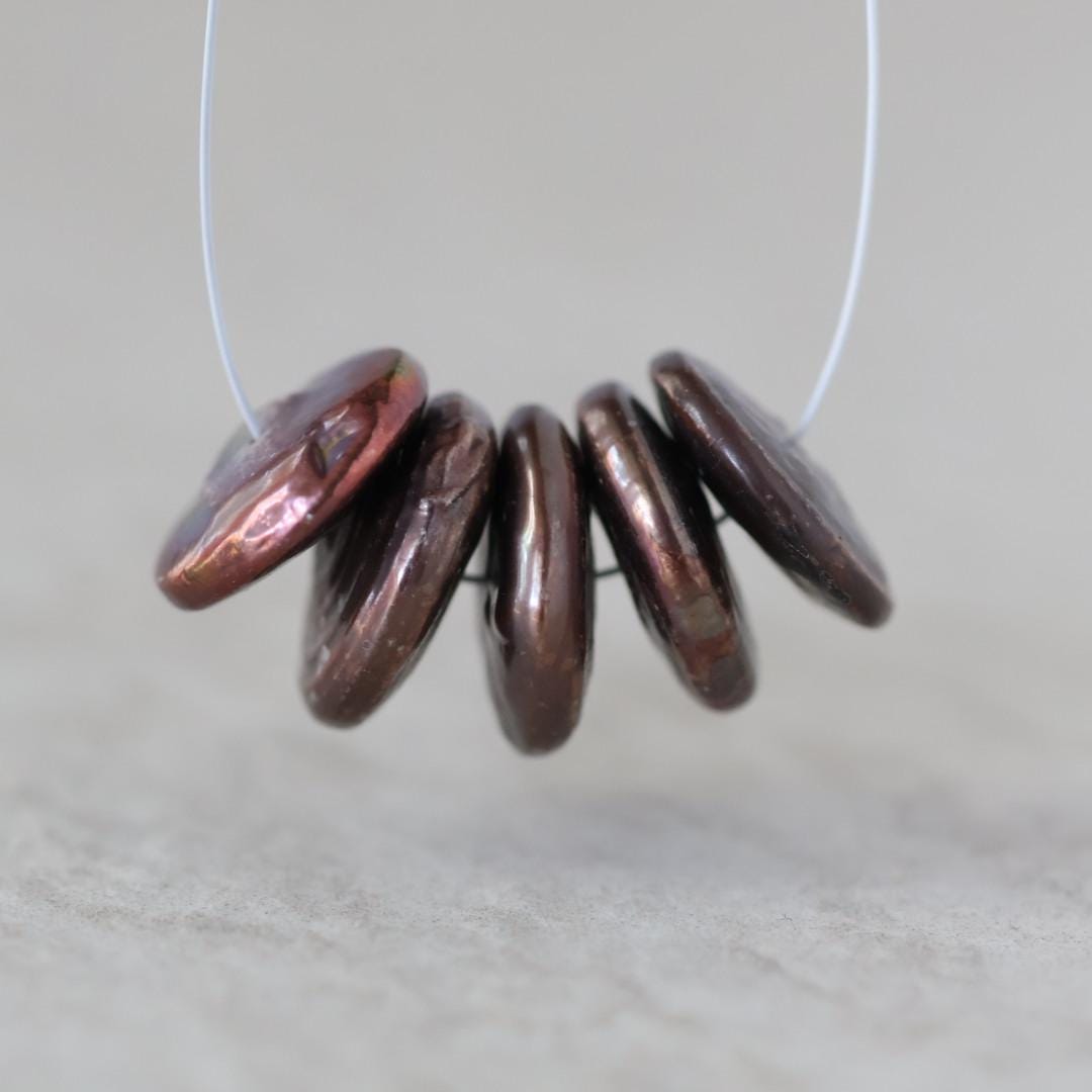 15mm Freshwater Pearl Beads Copper Coin Pearls Baroque 5 Beads Natural Gemstone for DIY Jewelry Making