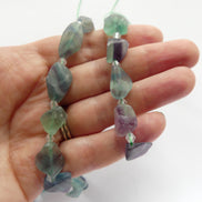 15mm Multi Fluorite Raw Nugget Beads 15