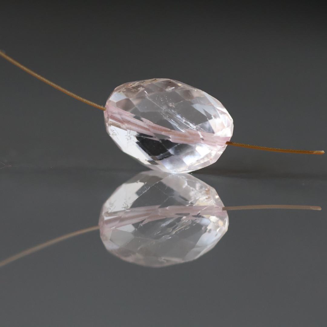 15x11mm Morganite Beads - Faceted Oval Natural Gemstone- 1 Pc