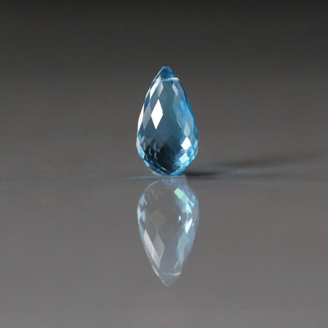Large Swiss Blue Topaz Briolette Faceted Bead 16mm x 9mm Onion Drop Gemstone Bead for Jewelry Making Beading Craft Gift Bead