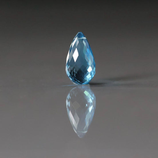 Large Swiss Blue Topaz Briolette Faceted Bead 16mm x 9mm Onion Drop Gemstone Bead for Jewelry Making Beading Craft Gift Bead