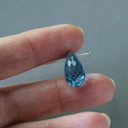Large Swiss Blue Topaz Briolette Faceted Bead 16mm x 9mm Onion Drop Gemstone Bead for Jewelry Making Beading Craft Gift Bead
