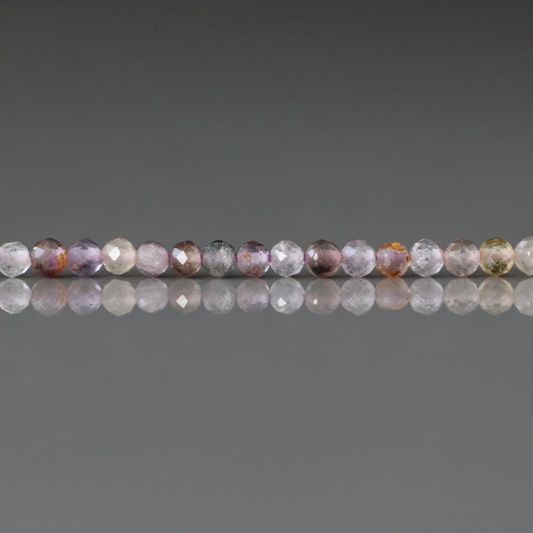 2mm 2.5mm Cacoxenite Micro Faceted Beads Super Seven 7 Genuine Beads 15" Sparkly Gemstone Melody Stone Auralite Beads Beading Crafter Gift