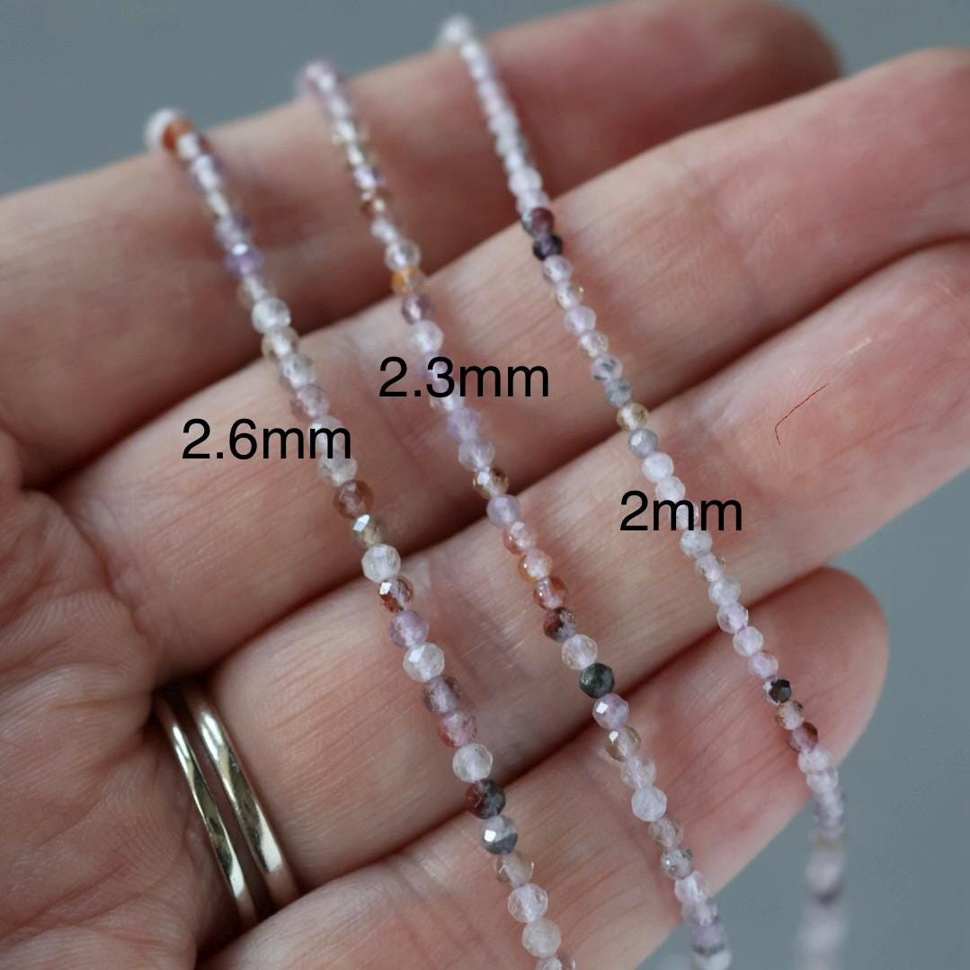 2-2.5mm Super Seven Beads - Tiny Faceted Round Natural Gemstone 15" Strand
