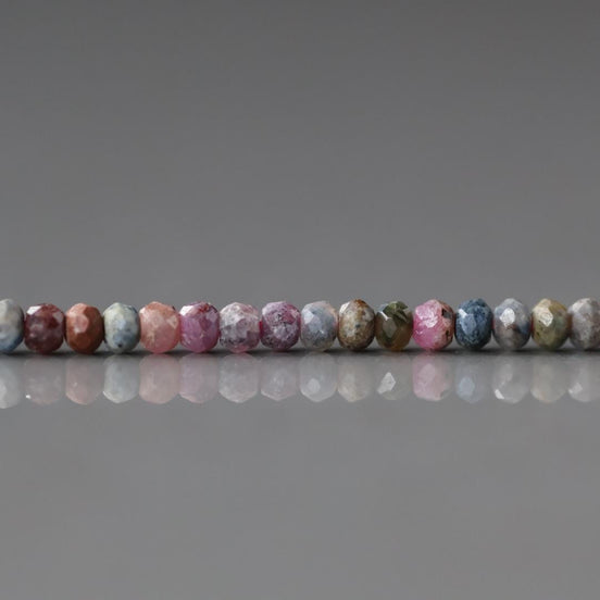 2mm 3mm Ruby Sapphire Micro Faceted Rondelle Beads Genuine Small Beads Strand 4” Gemstone Beads for Jewelry Making