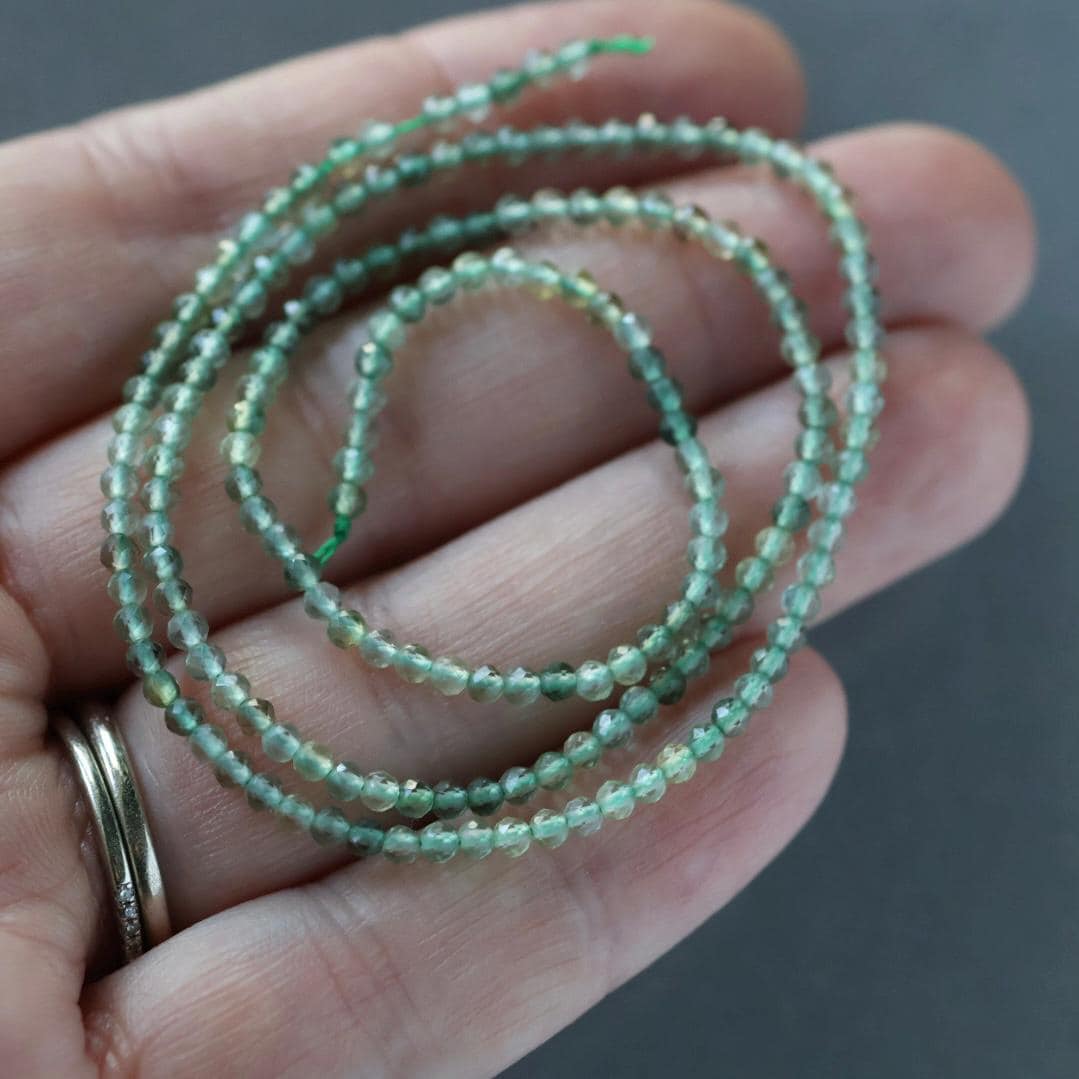 2.4mm Green Amethyst Beads Micro Faceted Beads 15" Green Natural Amethyst Gemstone Beads Beading Crafter Gift February Birthstone