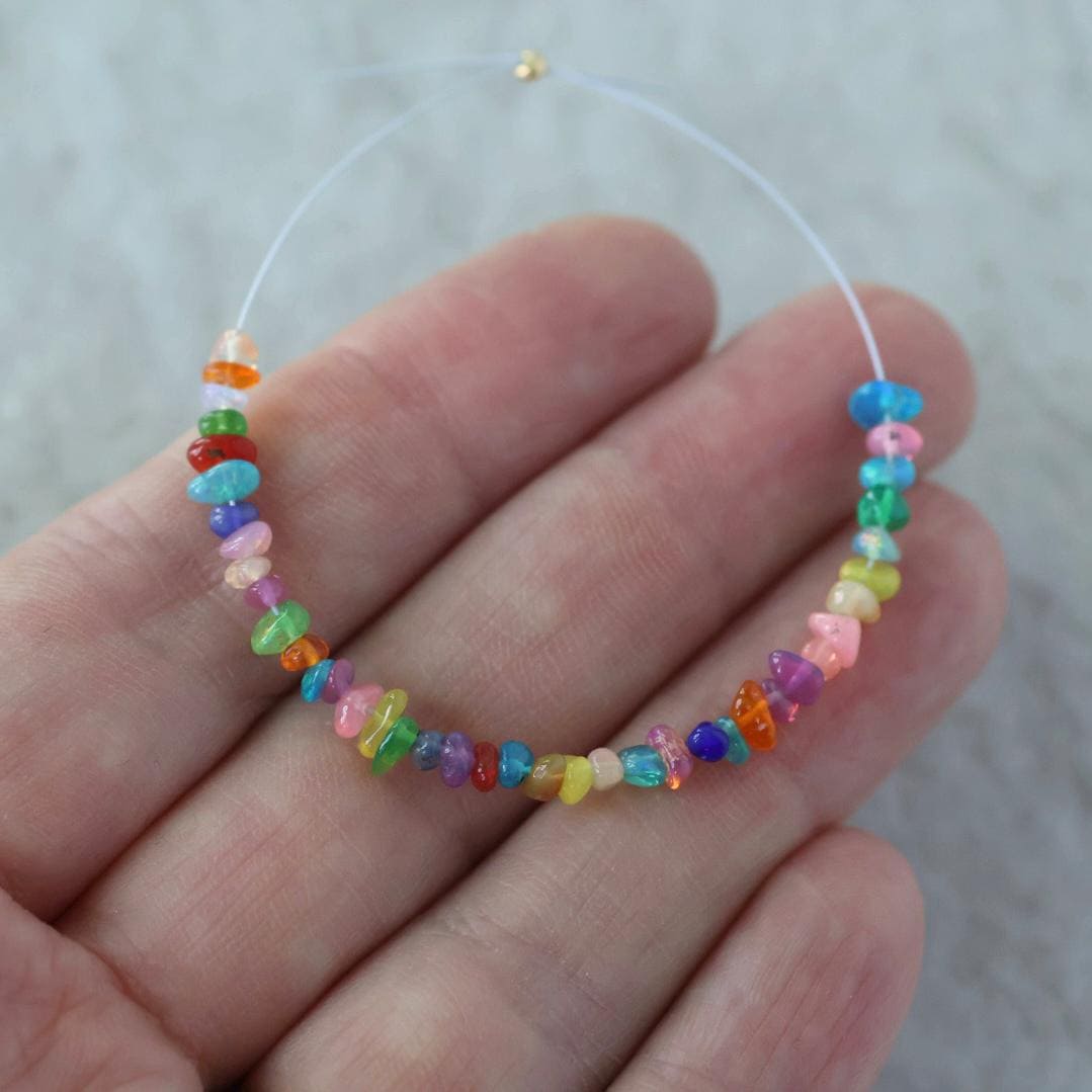 2-4mm Natural Ethiopian Disco Opal Chip Beads Smooth Colorful Opal Gemstone For DIY Jewelry Making