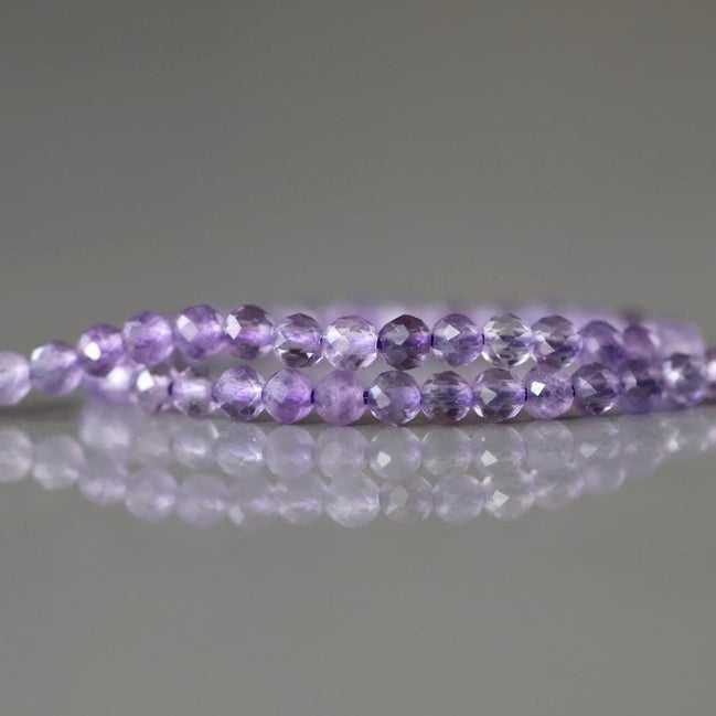 2.5mm AAA Amethyst Beads Micro Faceted Beads 15" Purple Natural Light Amethyst Gemstone Beads Beading Crafter Gift February Birthstone