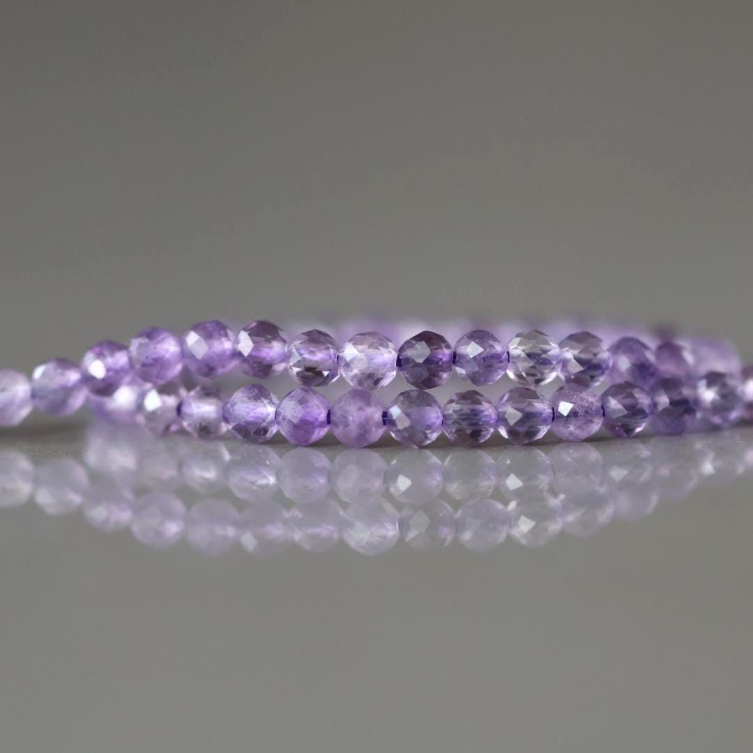 2.5mm Amethyst Beads ‚Äì Tiny Faceted Round Natural Gemstone 15" Strand