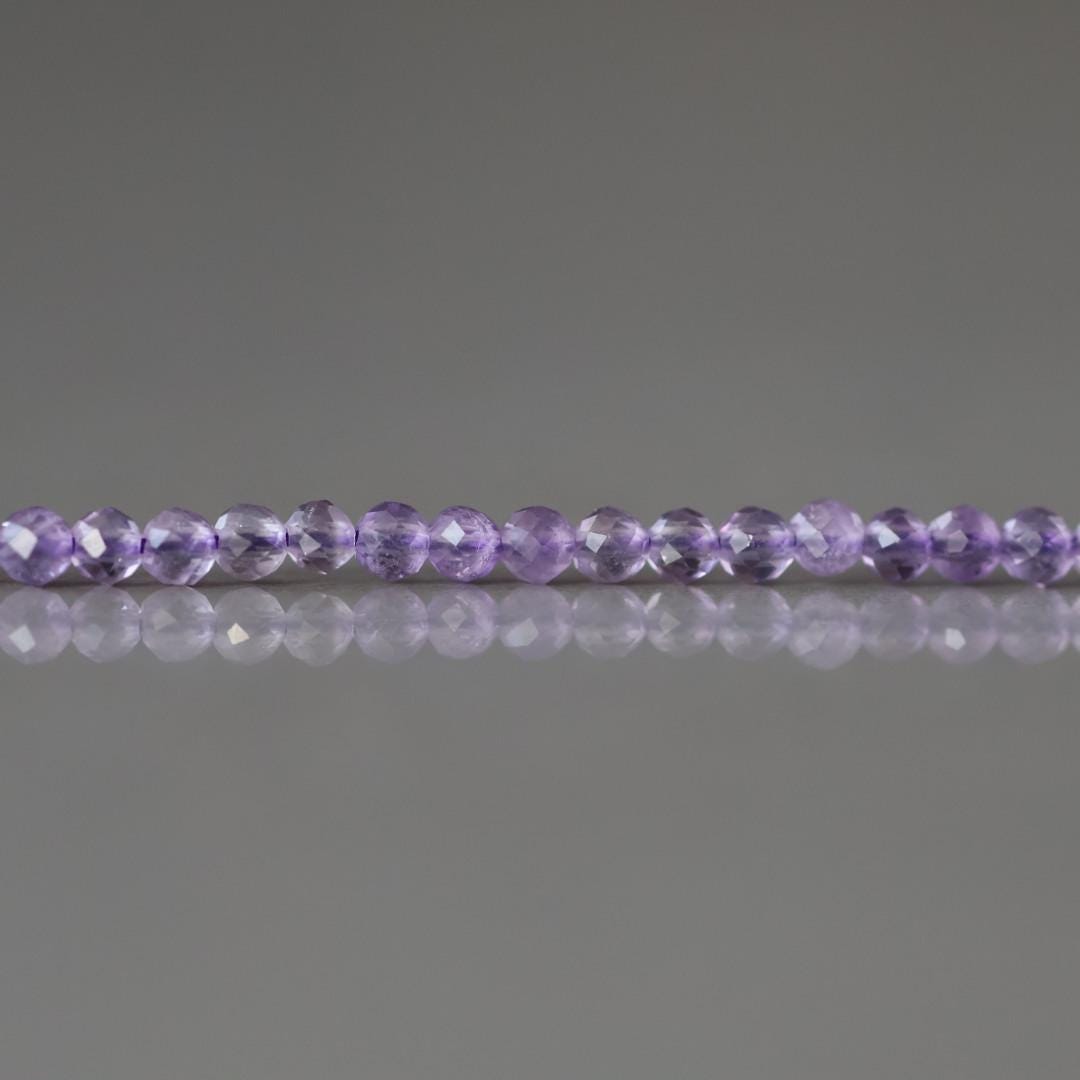 2.5mm Amethyst Beads ‚Äì Tiny Faceted Round Natural Gemstone 15" Strand