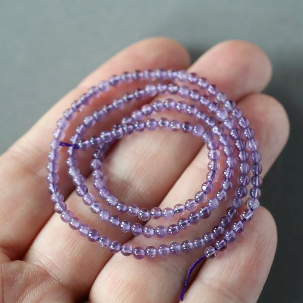 2.5mm Amethyst Beads – Tiny Smooth Round Natural Gemstone 15" Strand